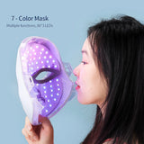 Masque facial anti-âge à LED avec cou 7 couleurs pour lifting et anti‑âge