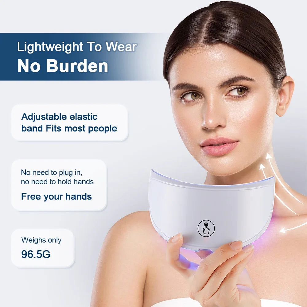 Masque facial anti-âge à LED avec cou 7 couleurs pour lifting et anti‑âge