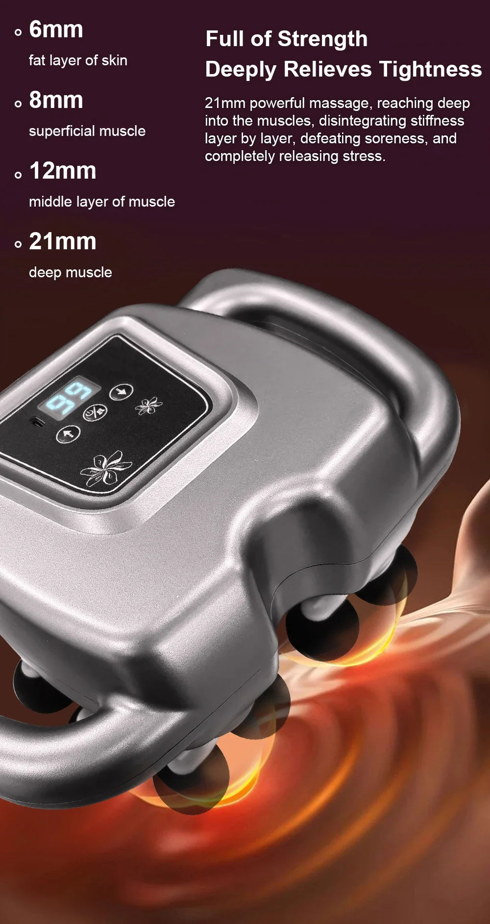 VIBELUX 2 – Pistolet de Massage avec 16 Têtes, 99 Niveaux d’Intensité, Ultra Silencieux