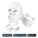 Masque facial anti-âge à LED avec cou 7 couleurs pour lifting et anti‑âge
