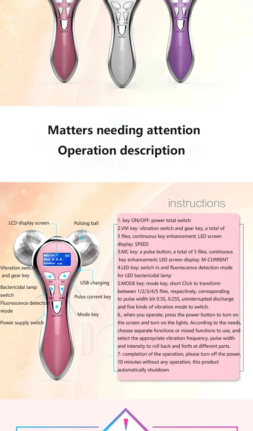 Rouleau de Massage Visage 4D EMS – Microcourant & Lifting V