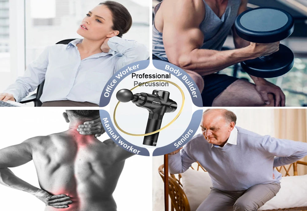 Pistolet de Massage 24V – 12 Têtes, Percussion & Relaxation Musculaire