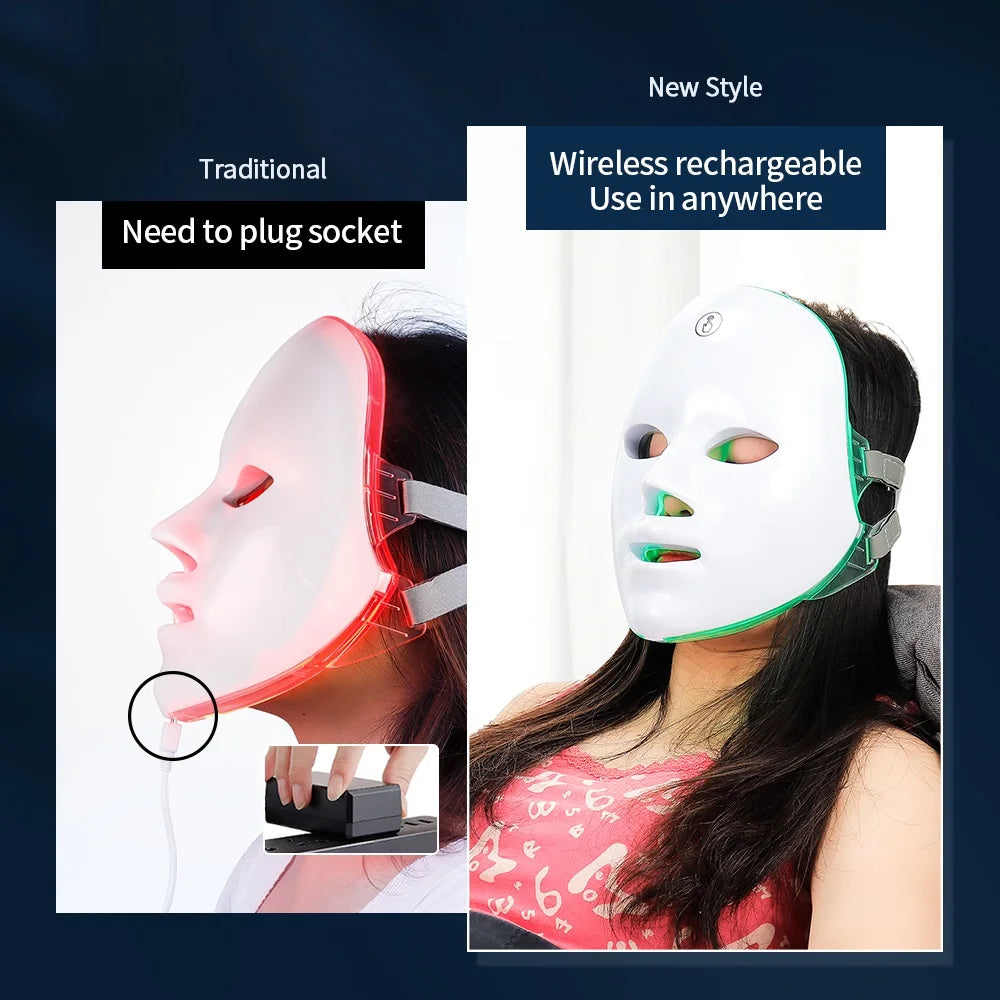 Masque LED sans fil Foreverlily 7 couleurs pour lifting et anti‑âge