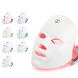 Masque facial anti-âge à LED avec cou 7 couleurs pour lifting et anti‑âge