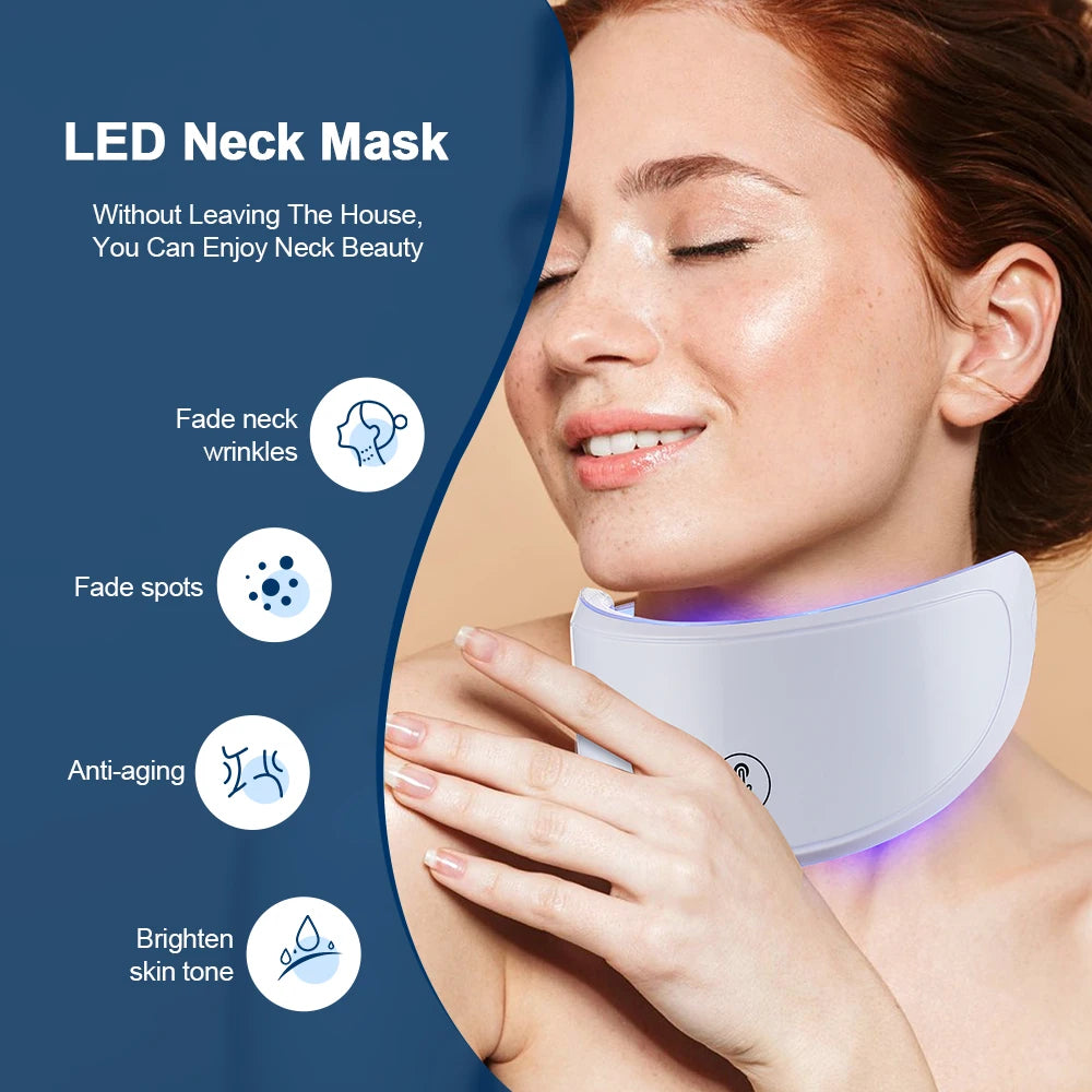 Masque facial anti-âge à LED avec cou 7 couleurs pour lifting et anti‑âge