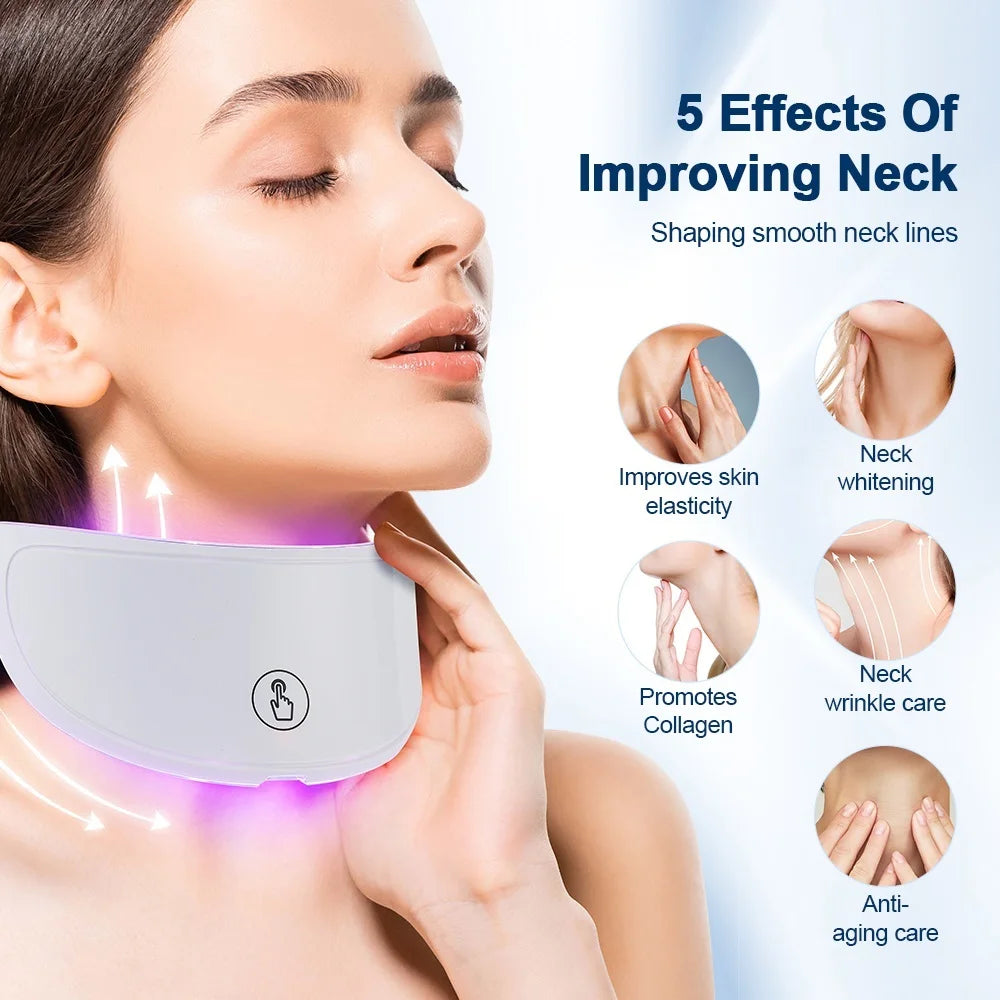Masque facial anti-âge à LED avec cou 7 couleurs pour lifting et anti‑âge