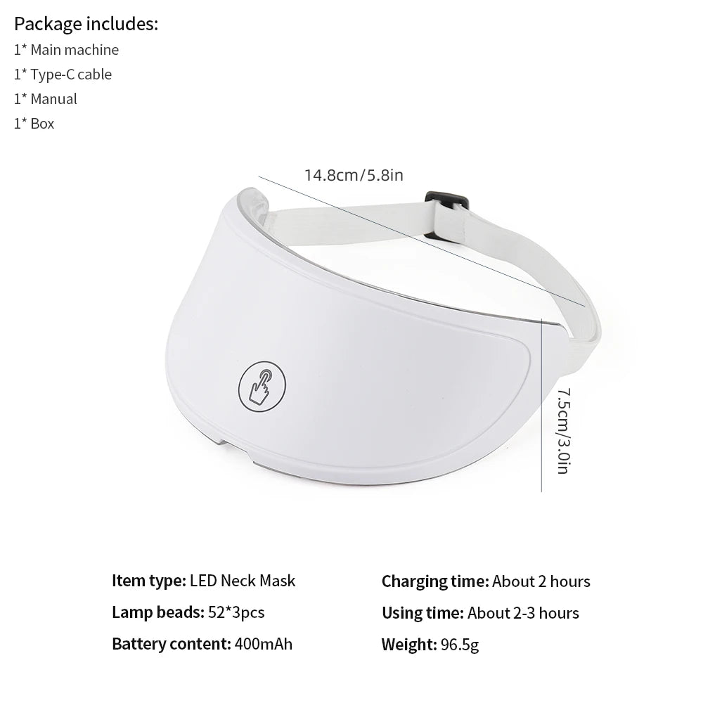 Masque facial anti-âge à LED avec cou 7 couleurs pour lifting et anti‑âge