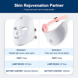 Masque facial anti-âge à LED avec cou 7 couleurs pour lifting et anti‑âge