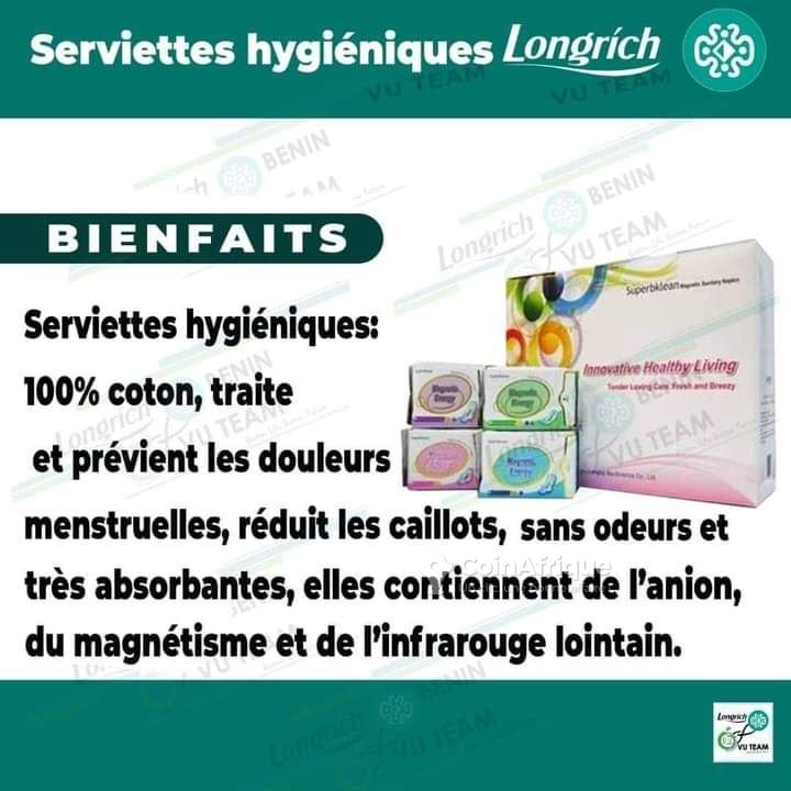 Serviettes Hygiéniques Longrich – Anti‑bactériennes, Ultra‑absorbantes & Confort 24h