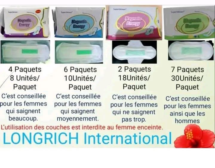 Serviettes Hygiéniques Longrich – Anti‑bactériennes, Ultra‑absorbantes & Confort 24h