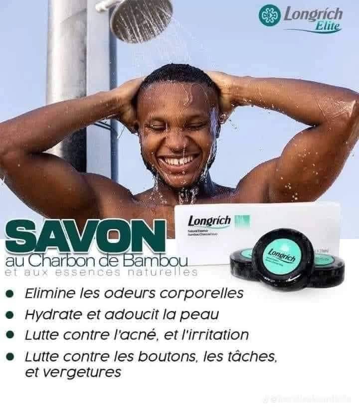 Savon Longrich Bamboo Charcoal – Anti‑acné, Anti‑taches & Purifiant naturel