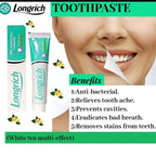Pack Longrich 2‑en‑1 : Dentifrice White Tea + Spray Anti‑Mauvaise Haleine